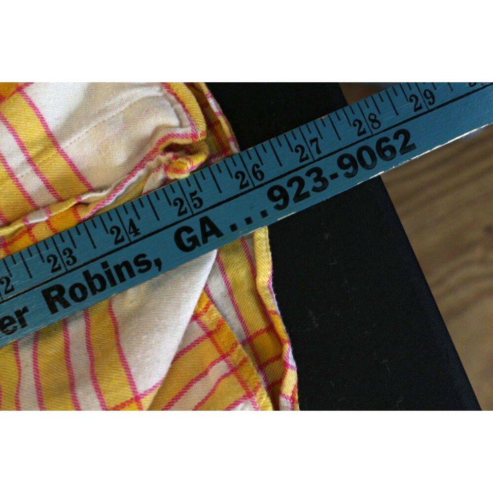 Gap Womens XL Slub Cotton Flannel Plaid Boyfriend Fit Shirt Size XL Yellow - Picture 4 of 5